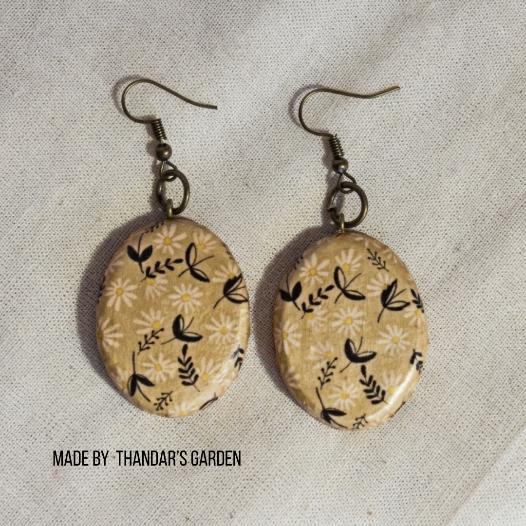 Ochre Bloom Oval Earring