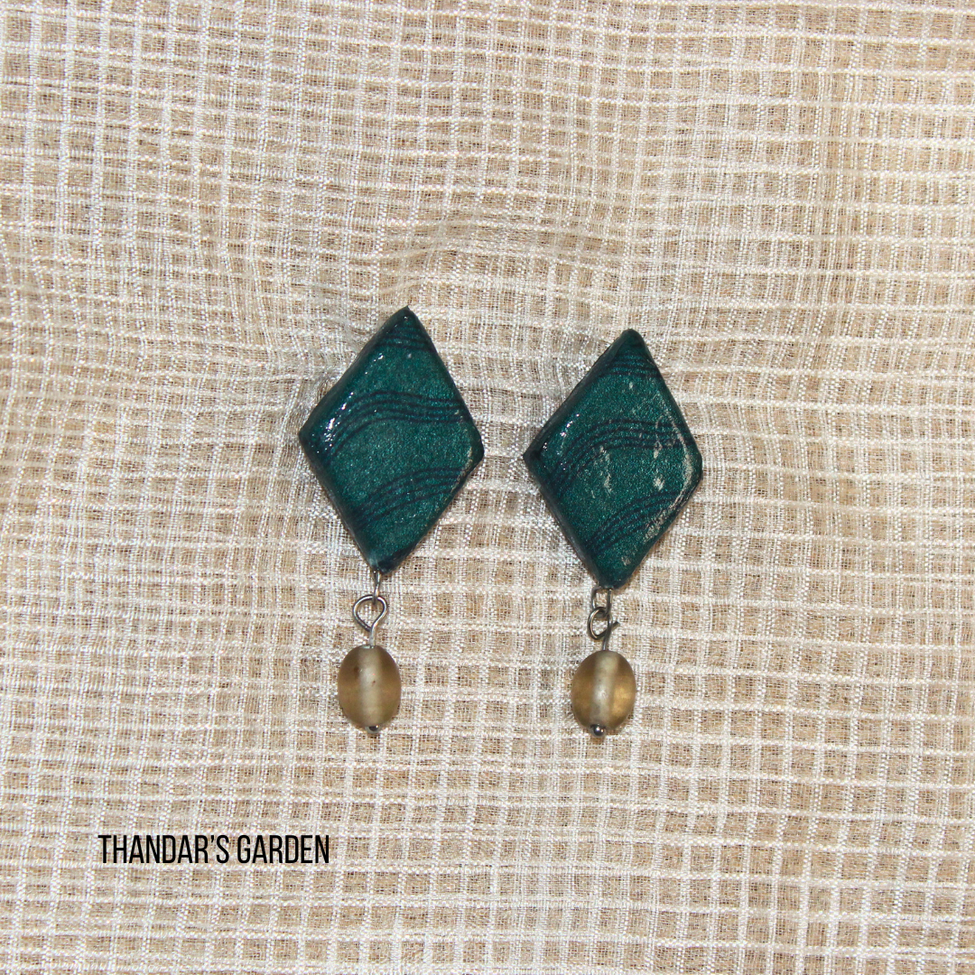 Kerala Mural: Nilambur Rain Rhombus Earrings