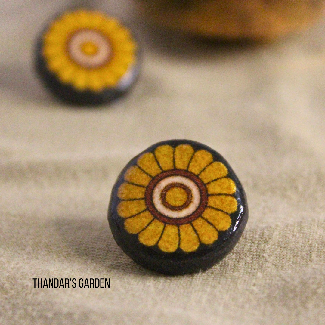 Kerala Mural : Ochre Medallion Studs