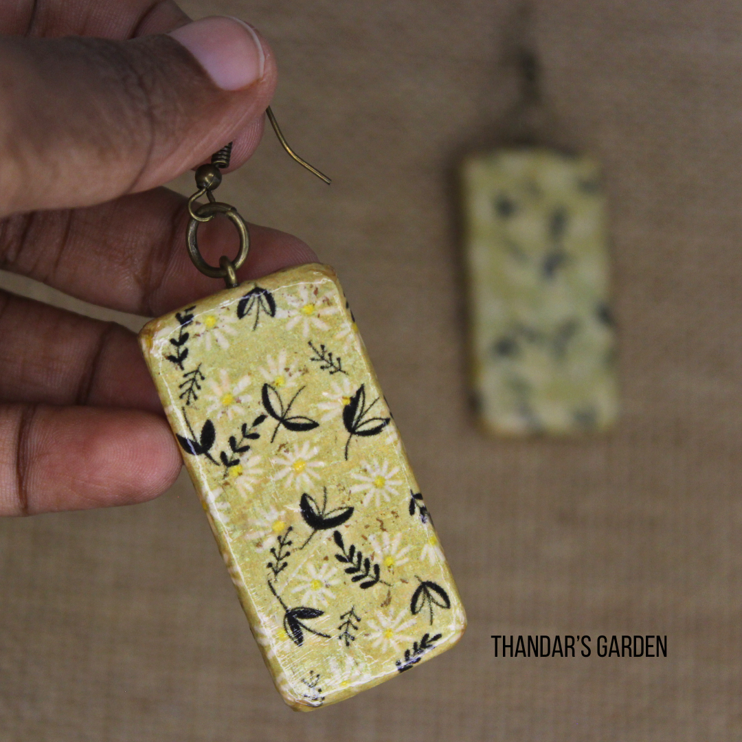 Ochre Bloom Rectangle Earring
