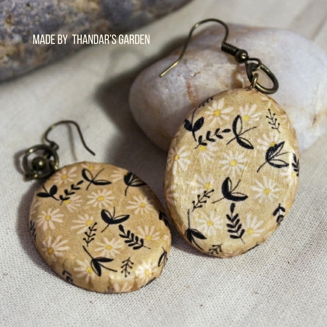 Ochre Bloom Oval Earring