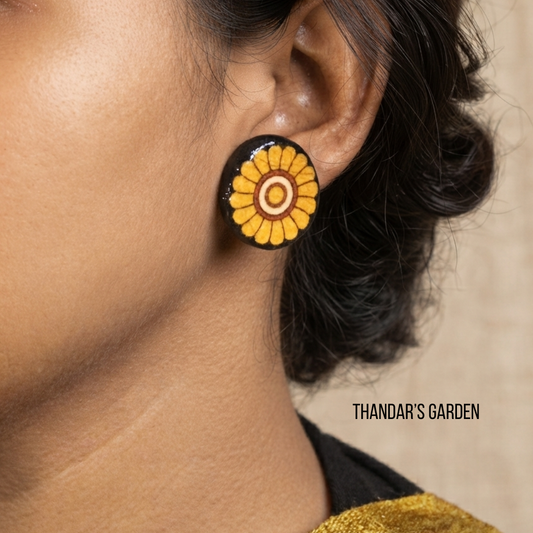 Kerala Mural : Ochre Medallion Studs