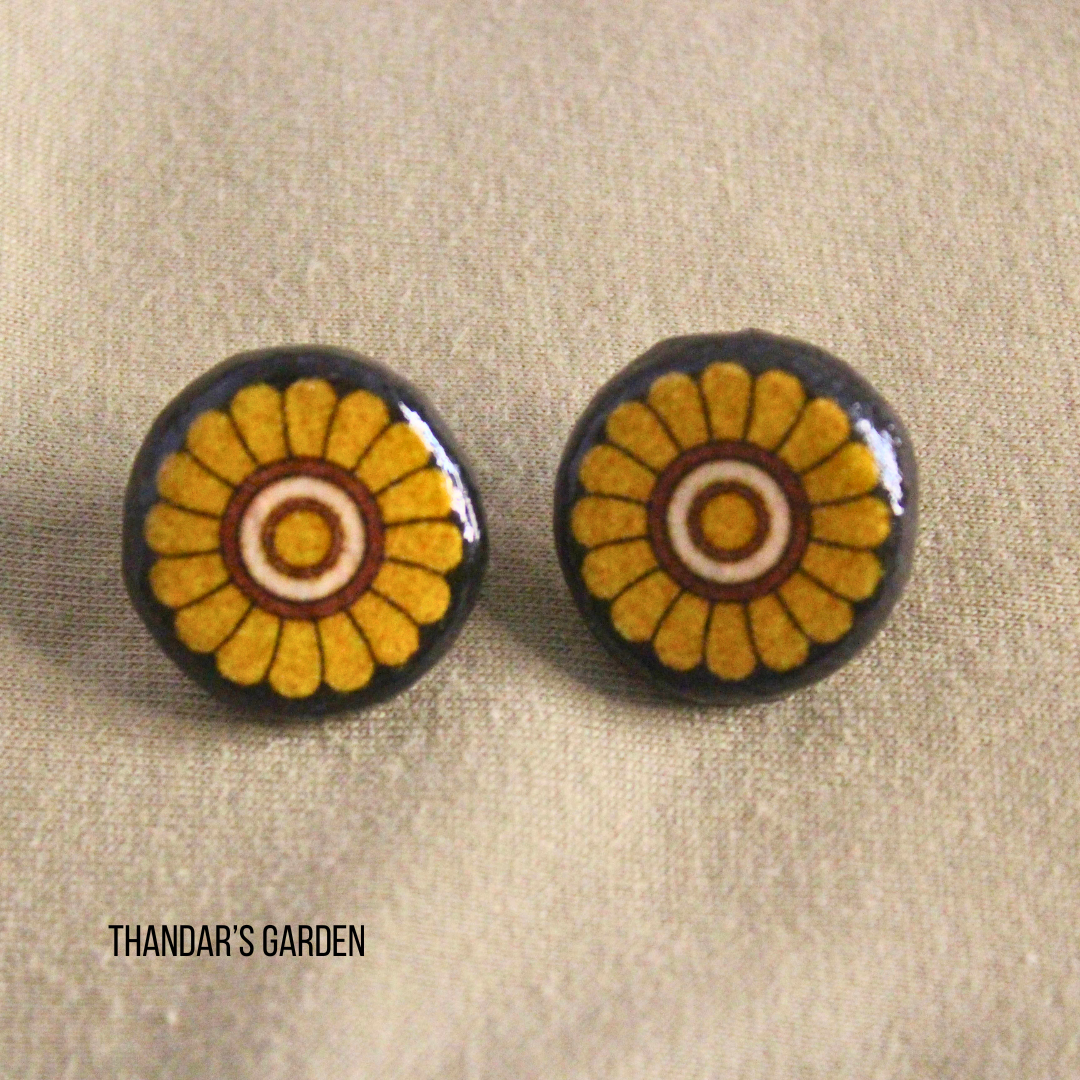 Kerala Mural : Ochre Medallion Studs