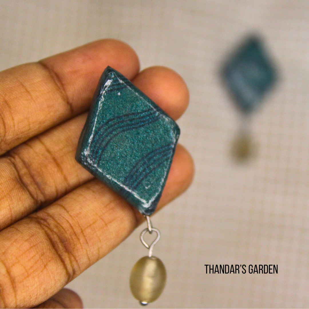 Kerala Mural: Nilambur Rain Rhombus Earrings
