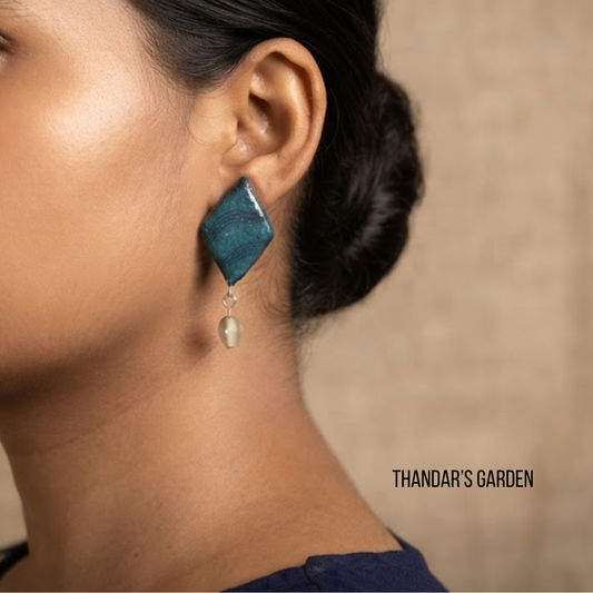 Kerala Mural: Nilambur Rain Rhombus Earrings